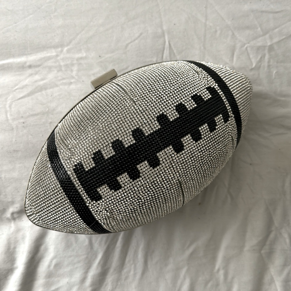 BEJEWELED FOOTBALL CLUTCH